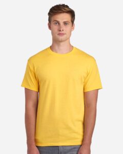 JERZEES 29MR Unisex Dri-Power® 50/50 T-Shirt – Island Yellow (on model)