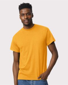 Gildan 8000 Unisex DryBlend® T-Shirt – Gold (on model)