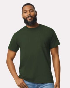Gildan 2300 Unisex Ultra Cotton® Pocket T-Shirt – Forest Green (on model)