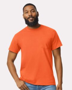 Gildan 2300 Unisex Ultra Cotton® Pocket T-Shirt – Orange (on model)