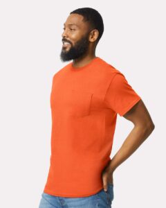 Gildan 2300 Unisex Ultra Cotton® Pocket T-Shirt – Orange (on model side)