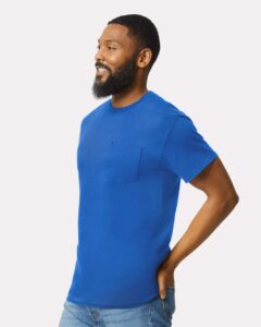 Gildan 2300 Unisex Ultra Cotton® Pocket T-Shirt – Royal (on model side)