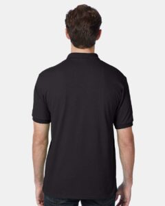 Hanes 054X Unisex EcoSmart® Jersey Polo – Black (on model back)
