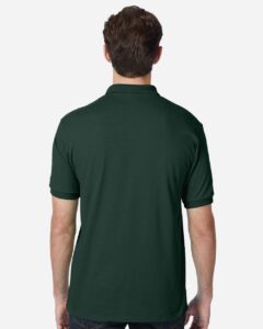 Hanes 054X Unisex EcoSmart® Jersey Polo – Deep Forest (on model back)