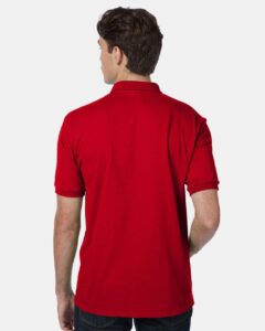 Hanes 054X Unisex EcoSmart® Jersey Polo – Deep Red (on model back)