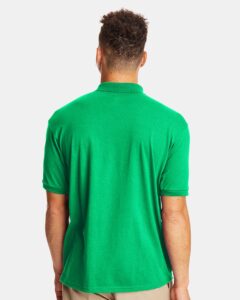 Hanes 054X Unisex EcoSmart® Jersey Polo – Kelly (on model back)