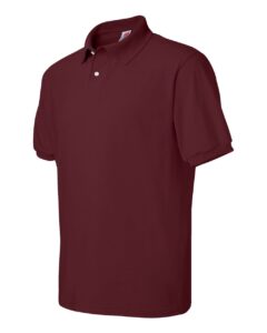 Hanes 054X Unisex EcoSmart® Jersey Polo – Maroon (side)
