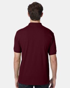 Hanes 054X Unisex EcoSmart® Jersey Polo – Maroon (on model back)
