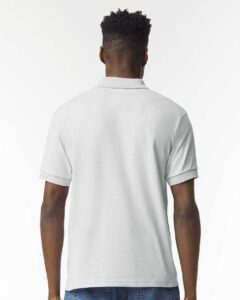 Gildan 8800 Unisex DryBlend® Polo – Ash (on model back)