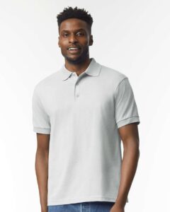 Gildan 8800 Unisex DryBlend® Polo – Ash (on model)