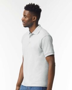 Gildan 8800 Unisex DryBlend® Polo – Ash (on model side)