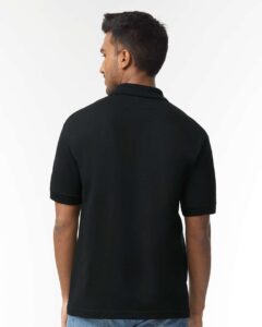 Gildan 8800 Unisex DryBlend® Polo – Black (on model back)