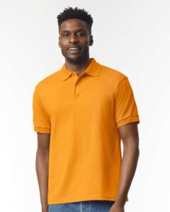 Gildan 8800 Unisex DryBlend® Polo – Gold (on model)