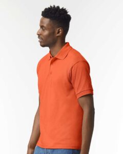 Gildan 8800 Unisex DryBlend® Polo – Orange (on model side)