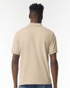 Gildan 8800 Unisex DryBlend® Polo – Sand (on model back)