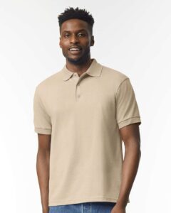 Gildan 8800 Unisex DryBlend® Polo – Sand (on model)