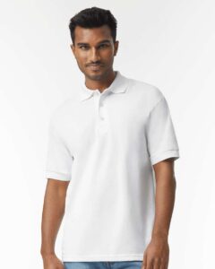 Gildan 8800 Unisex DryBlend® Polo – White (on model)