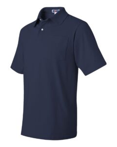 JERZEES 436MPR Men’s SpotShield® 50/50 Polo with Pocket – J. Navy (side)