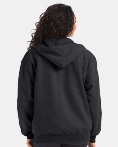 Hanes F280 Unisex Ultimate Cotton® Full-Zip Hooded Sweatshirt – Charcoal Heather (on model back)