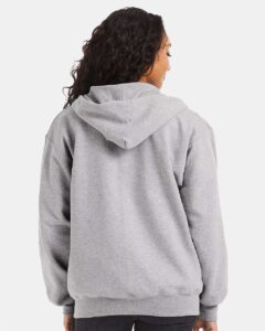 Hanes F280 Unisex Ultimate Cotton® Full-Zip Hooded Sweatshirt – Light Steel (on model back)