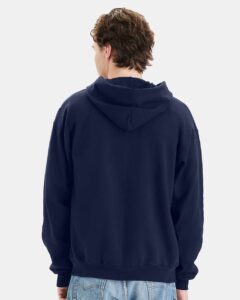Hanes F280 Unisex Ultimate Cotton® Full-Zip Hooded Sweatshirt – Navy (on model back)