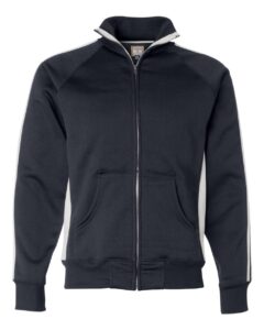 J. America 8858 Men’s Vintage Polyester Fleece Track Jacket – Navy/ White