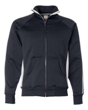 J. America 8858 Men’s Vintage Polyester Fleece Track Jacket – Navy/ White