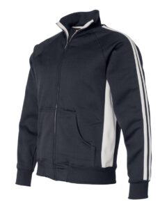 J. America 8858 Men’s Vintage Polyester Fleece Track Jacket – Navy/ White (side)