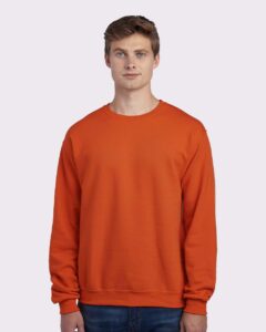 JERZEES 562MR Unisex NuBlend® Crewneck Sweatshirt – Burnt Orange (on model)