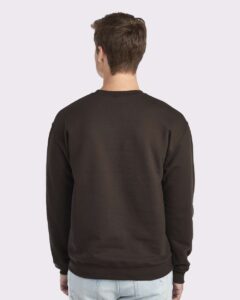 JERZEES 562MR Unisex NuBlend® Crewneck Sweatshirt – Chocolate (on model back)