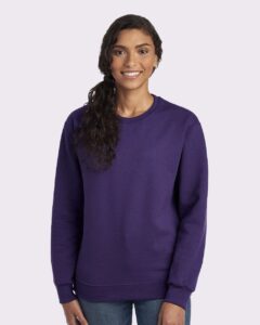 JERZEES 562MR Unisex NuBlend® Crewneck Sweatshirt – Deep Purple (on model)