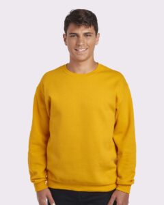 JERZEES 562MR Unisex NuBlend® Crewneck Sweatshirt – Gold (on model)