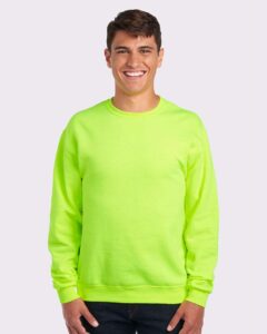 JERZEES 562MR Unisex NuBlend® Crewneck Sweatshirt – Safety Green (on model)