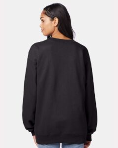 Hanes F260 Unisex Ultimate Cotton® Crewneck Sweatshirt – Black (on model back)