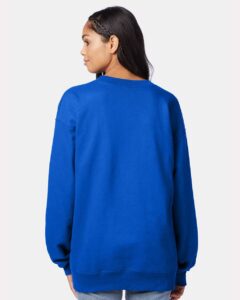 Hanes F260 Unisex Ultimate Cotton® Crewneck Sweatshirt – Deep Royal (on model back)