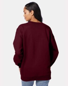 Hanes F260 Unisex Ultimate Cotton® Crewneck Sweatshirt – Maroon (on model back)