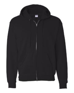 Hanes P180 Unisex EcoSmart® Full-Zip Hooded Sweatshirt – Black