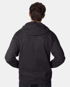 Hanes P180 Unisex EcoSmart® Full-Zip Hooded Sweatshirt – Black (on model back)