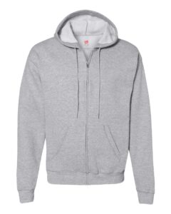 Hanes P180 Unisex EcoSmart® Full-Zip Hooded Sweatshirt – Light Steel