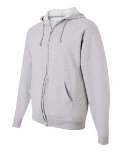 JERZEES 993MR Unisex NuBlend® Full-Zip Hooded Sweatshirt – Ash (side)