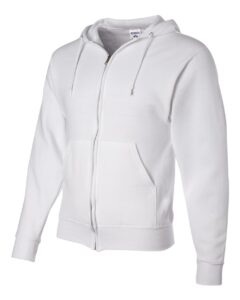 JERZEES 993MR Unisex NuBlend® Full-Zip Hooded Sweatshirt – White (side)