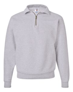 JERZEES 4528MR Unisex Super Sweats NuBlend® Quarter-Zip Cadet Collar Sweatshirt – Ash