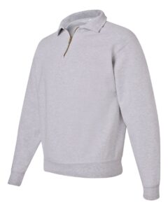 JERZEES 4528MR Unisex Super Sweats NuBlend® Quarter-Zip Cadet Collar Sweatshirt – Ash (side)