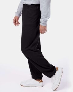 Hanes P650 Unisex EcoSmart® Sweatpants – Black (on model side)