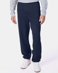 Hanes P650 Unisex EcoSmart® Sweatpants – Navy (on model)