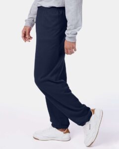 Hanes P650 Unisex EcoSmart® Sweatpants – Navy (on model side)