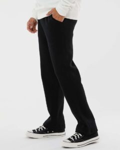 J. America 8992 Men’s Premium Open-Bottom Sweatpants – Black (on model side)
