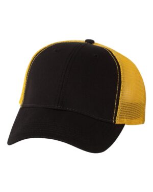 Valucap AH80 Bio-Washed Trucker Cap – Black/ Gold