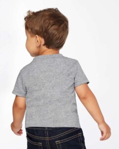 Rabbit Skins 3401 Infant Cotton Jersey Tee – Heather (on model back)