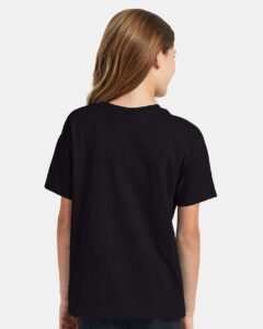 Hanes 5370 Youth EcoSmart® T-Shirt – Black (on model back)